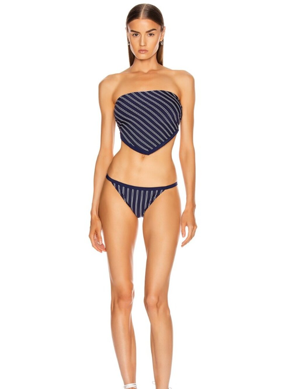 Solid & Striped Bianca Bikini in Navy & White Pinstripe Size Small